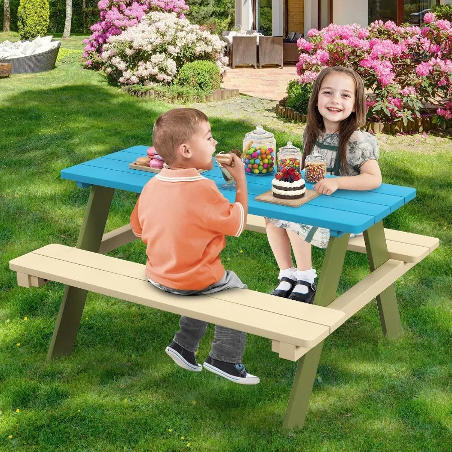 XIUWO Kids Picnic Table with Benches Outdoor Patio Set
