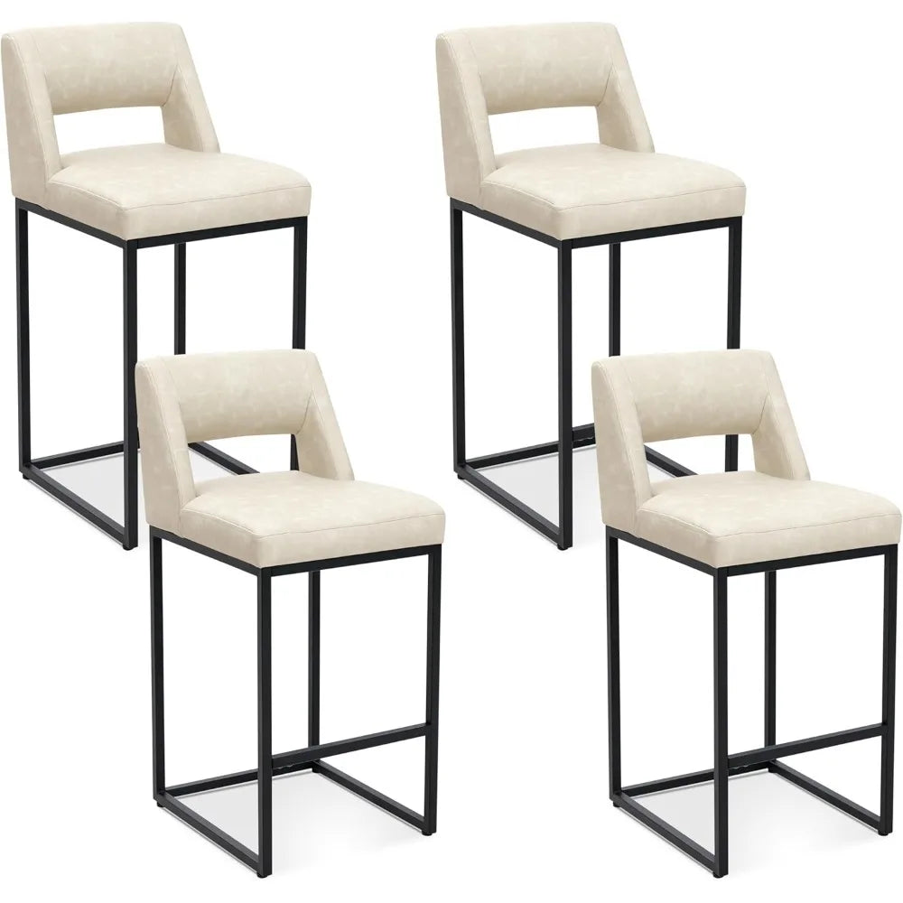 ZHUOTING Modern Bar Stools With Backs Upholstered Faux Leather