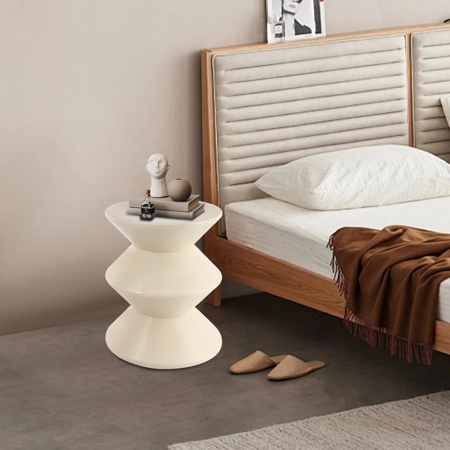 Sofa Side Table Modern Hourglass End Table Minimalist Living Room