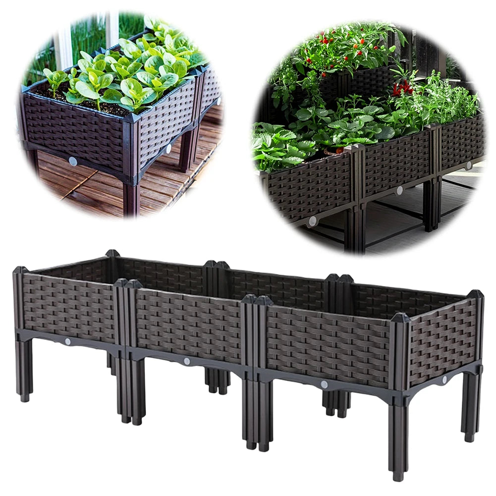 Hign-Concerned Plastic Raised Garden Bed With Legs And Drainage Holes