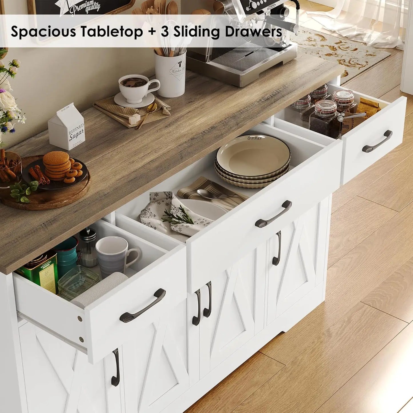 Buffet Cabinet Drawers Sideboard Storage Modern Farmhouse