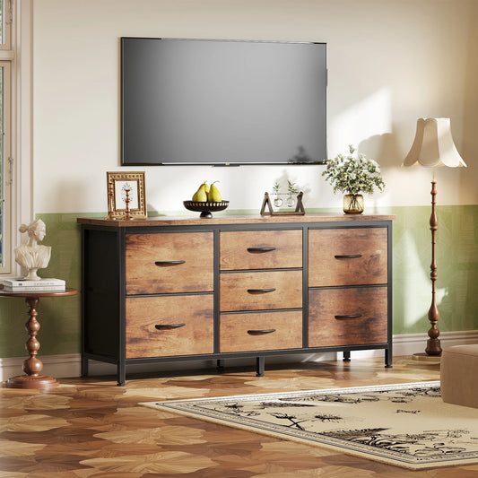 MCQ TV Stand Dresser With 7 Drawers Fabric Cabinet