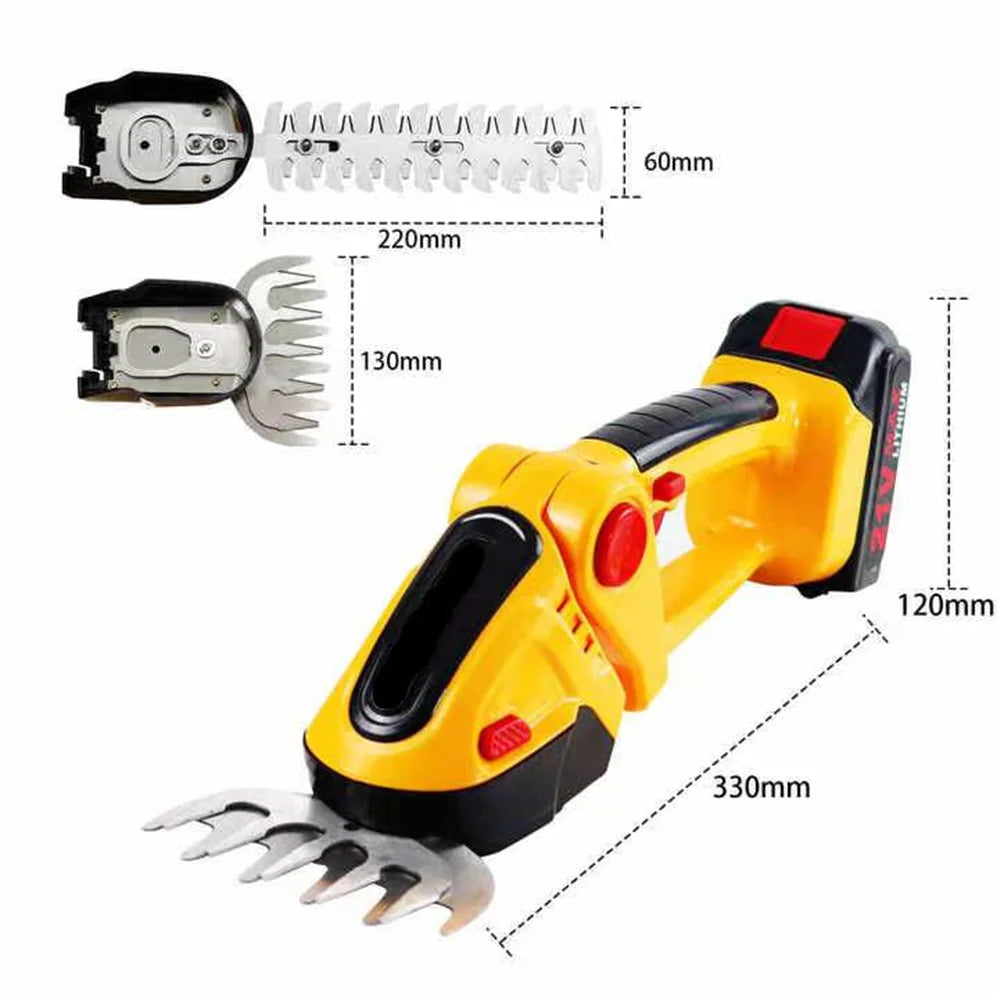 Cordless 2 In 1 Hedge Trimmer Garden Tool Rechargeable Battery