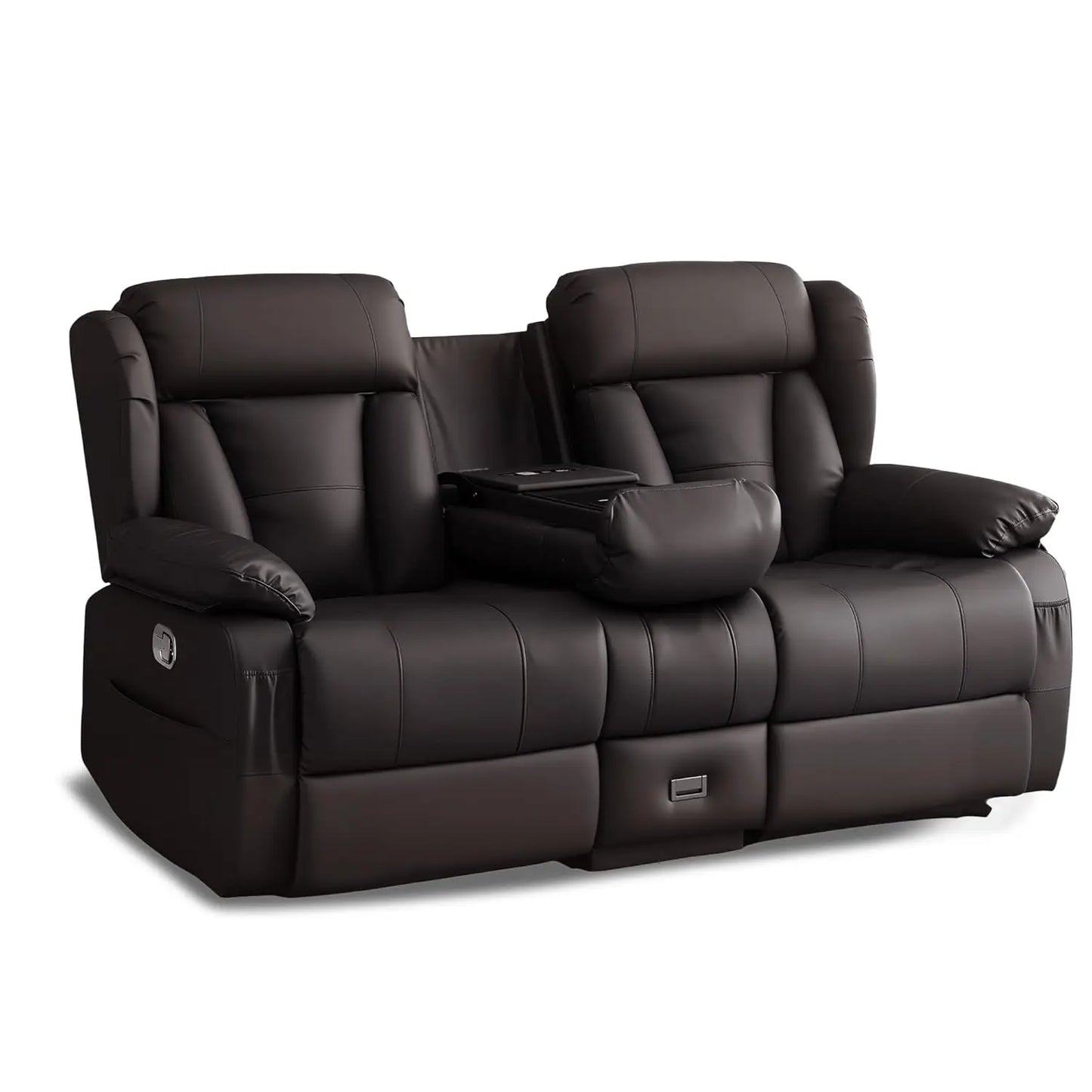 Loveseat Recliner Sofa With Console And Cup Holders Removable Cushions