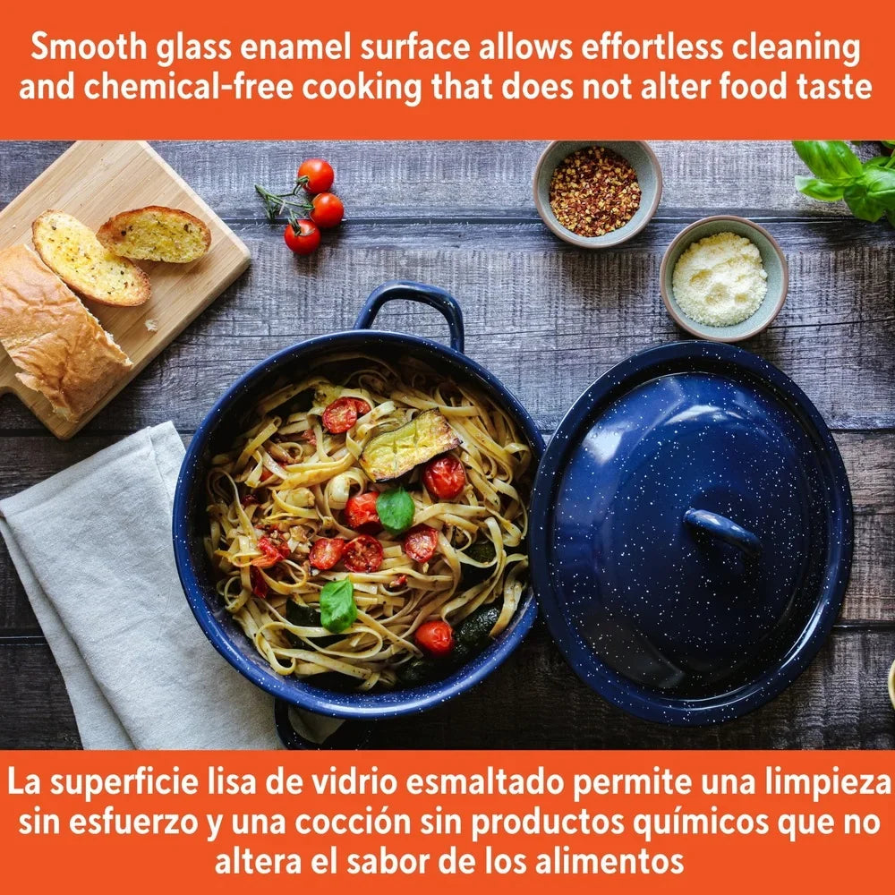 Steel Enamel Stock Pot With Double Handles Oven Safe Cooking