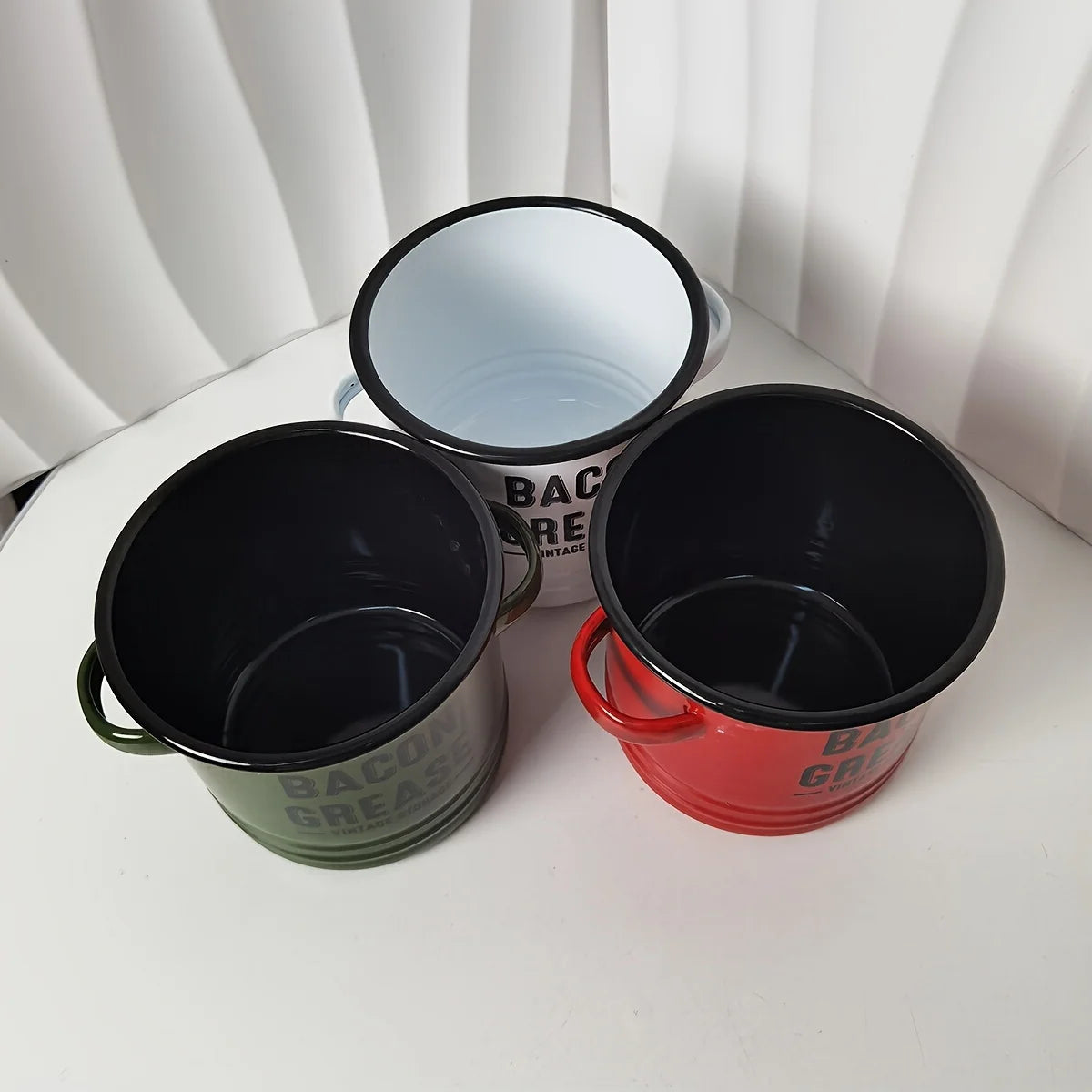 Large Capacity Enamel Oil Pot With Lid For Kitchen Oil Storage