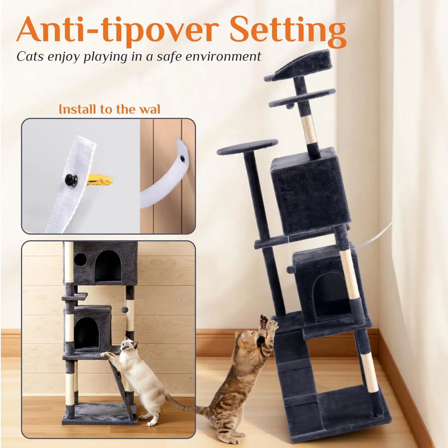 JHK Cat Tree Tower Four Tier With Premium Sisal Posts