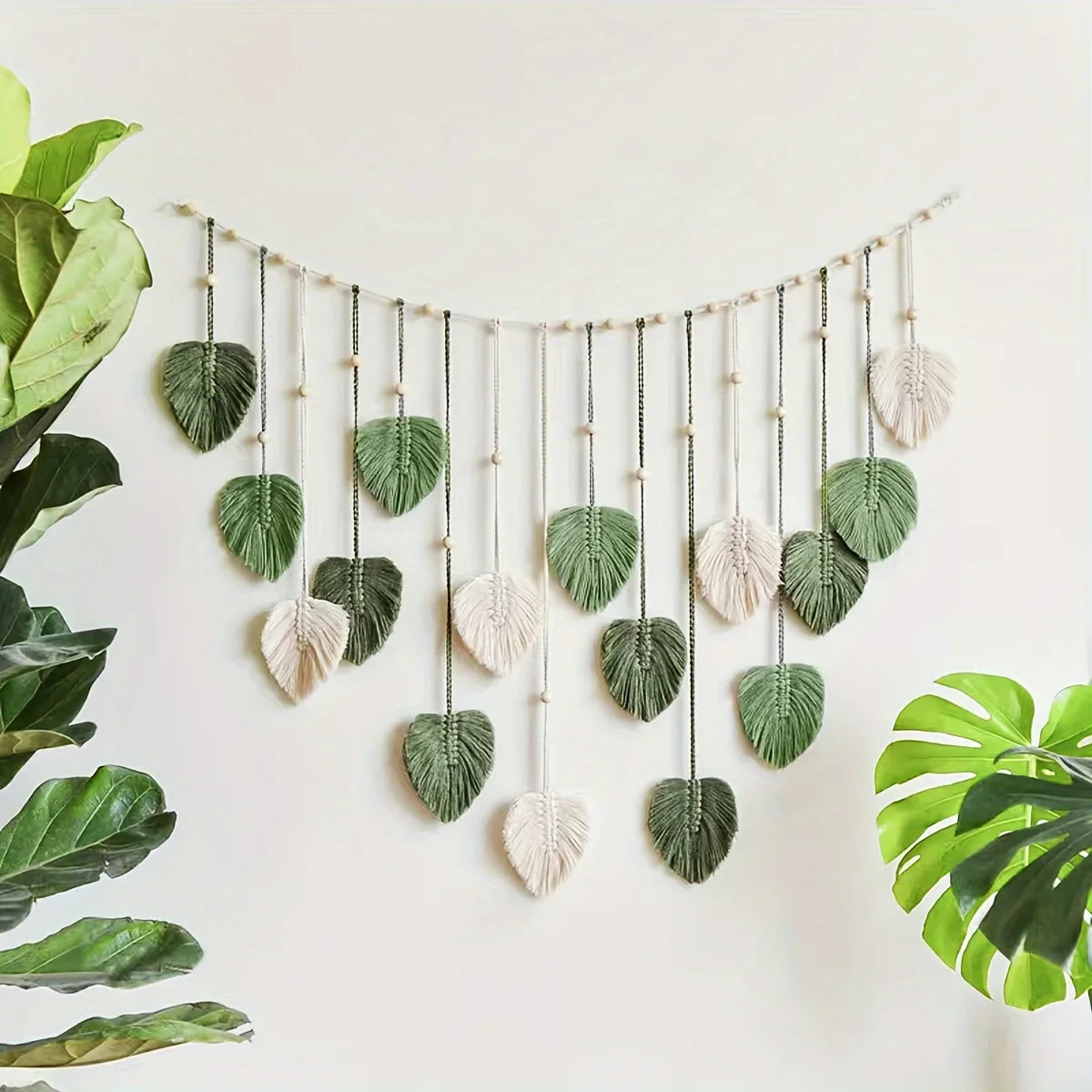 Modern Woven Wall Decor Leaves Bohemian Home Accent