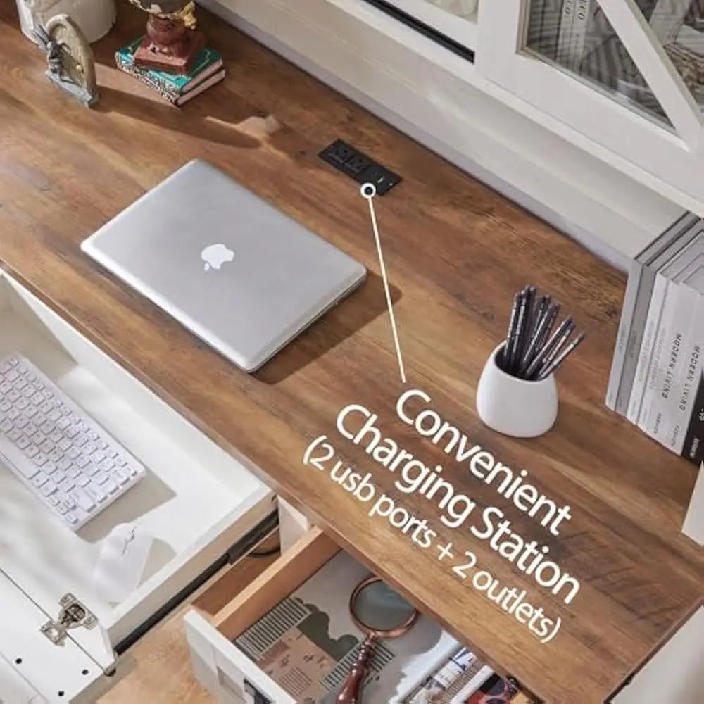 Depth L Shaped Office Desk With Hutch And Storage Cabinet