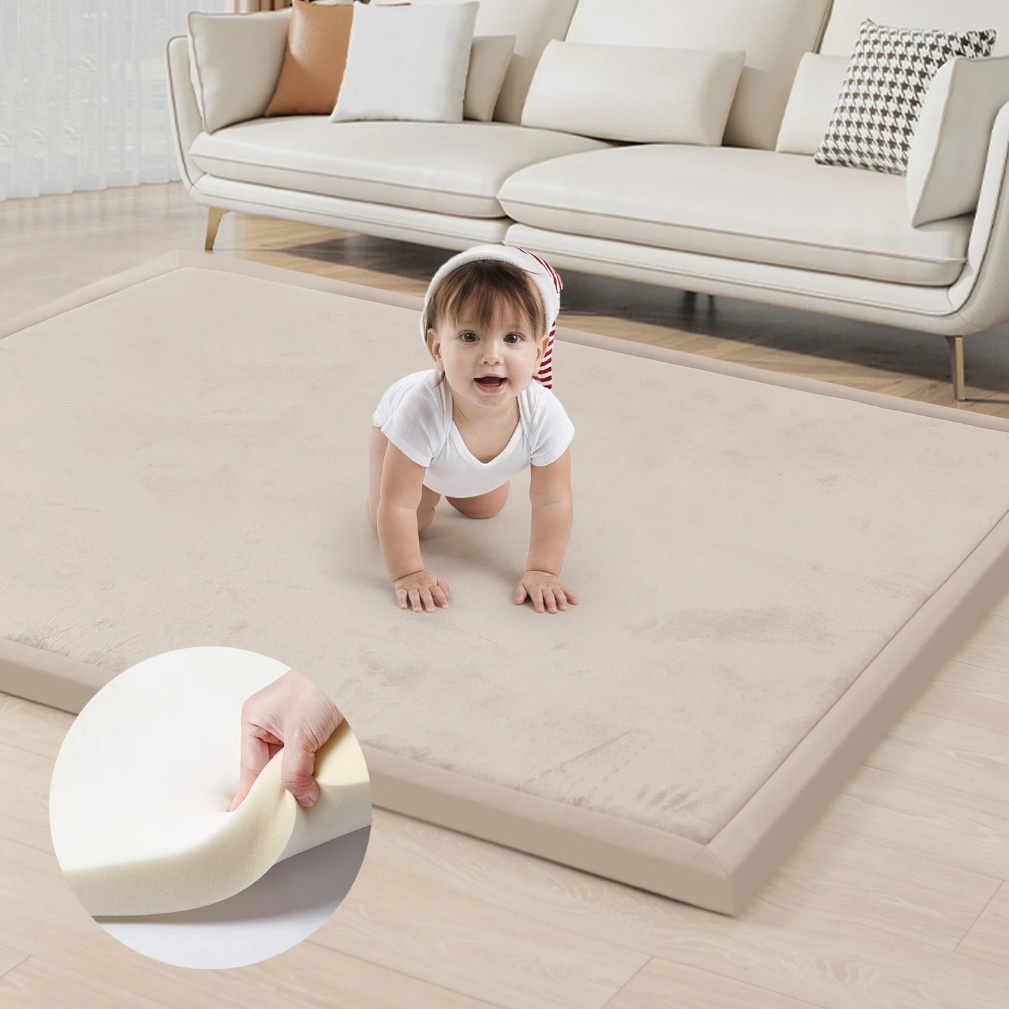 Huloo Sleep Memory Foam Playpen Carpet with Non Slip Backing