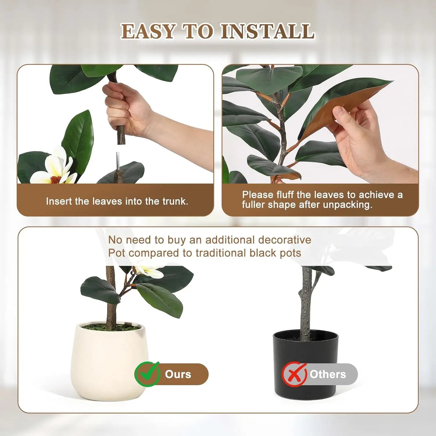 CN Guangdong Artificial Magnolia Tree Floor Plant Planter