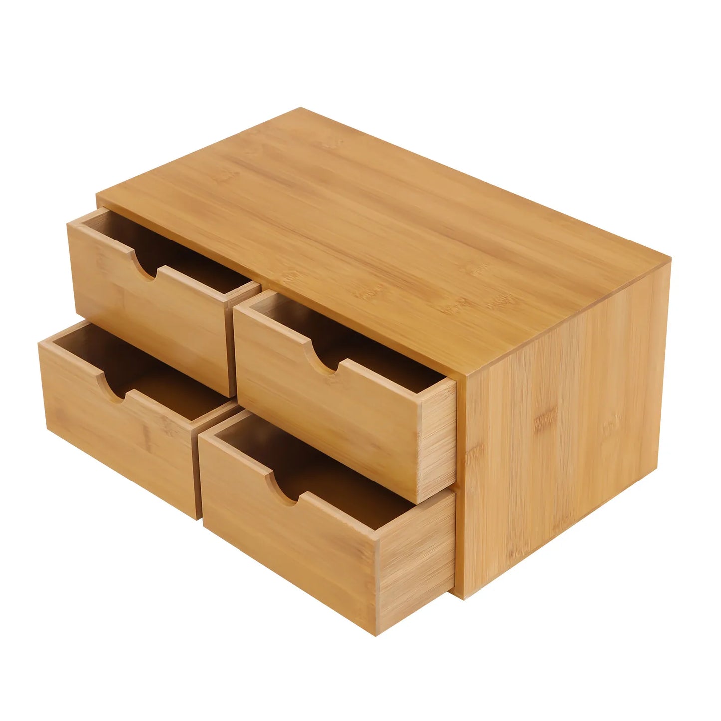 NONECN Bamboo Desktop Organizer With 4 Drawers For Office