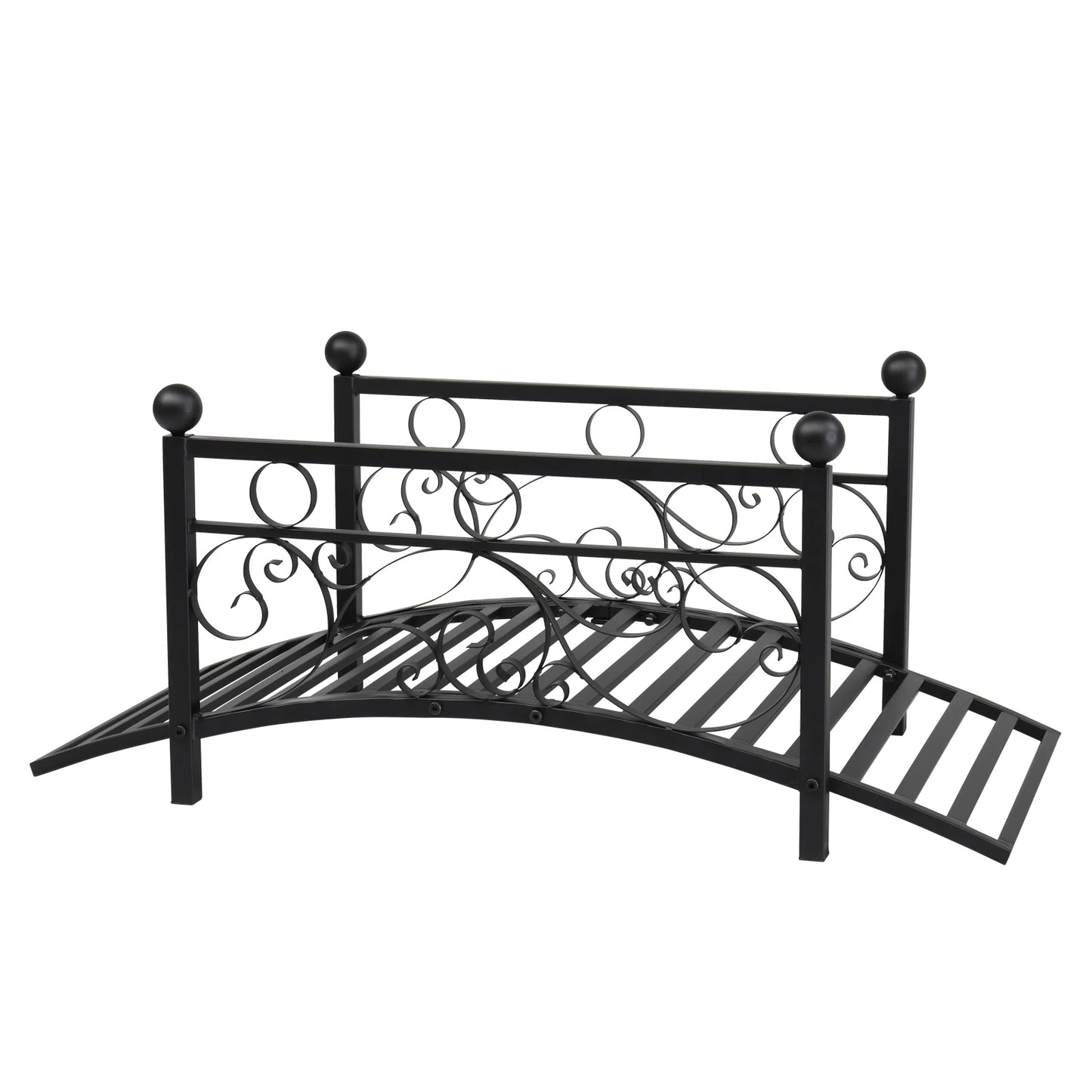 Garden Iron Bridge With Round Ball Flat Top Handrails