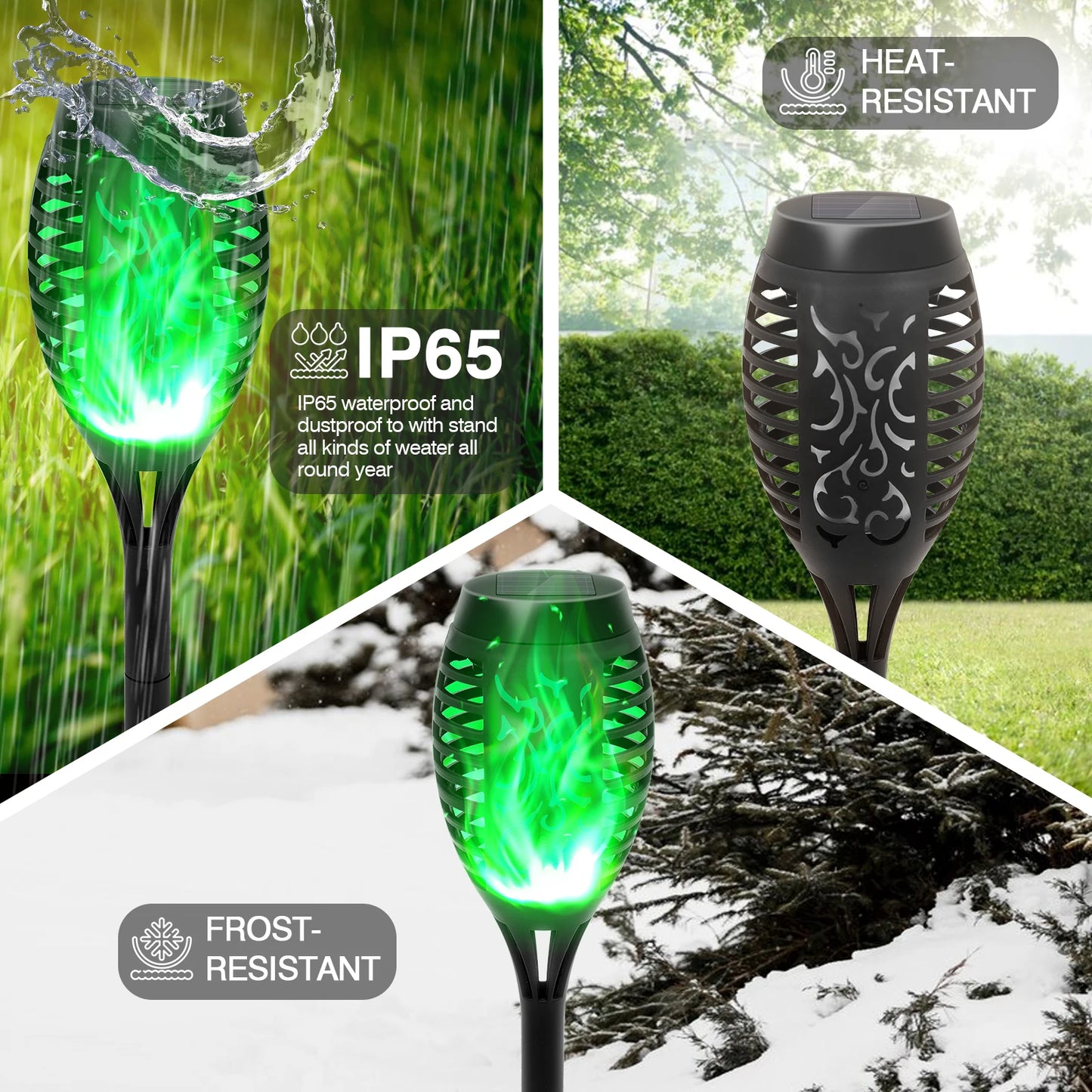 Solar Flame Light Outdoor Flickering Waterproof Garden Patio