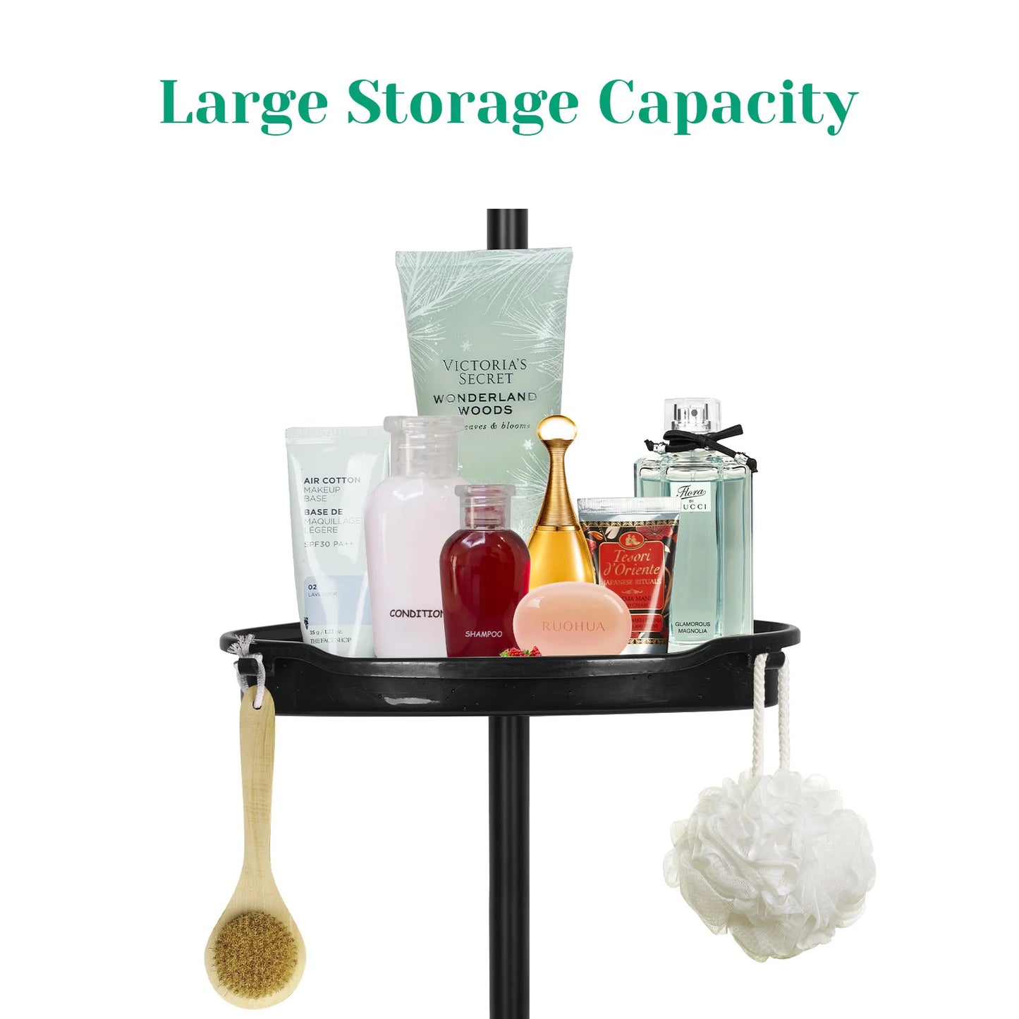 HiMISS Corner Shower Caddy Tension Pole Four Tier Adjustable Shelves