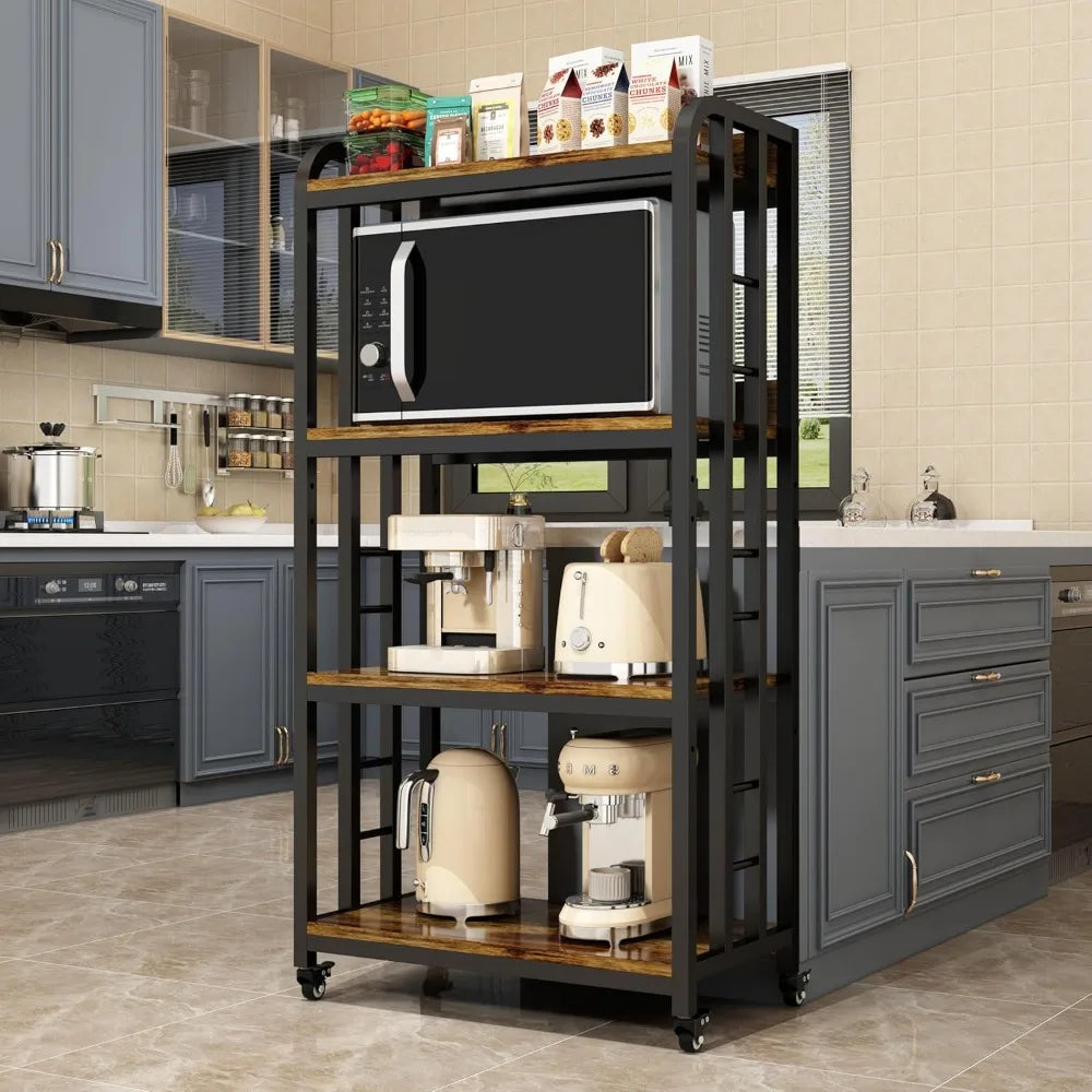 RBXC 4 Tier Kitchen Baker Cart With Rolling Wheels