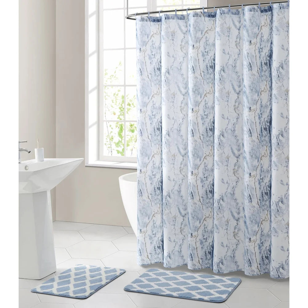 Craft Of Weaving 15-Piece Shower Curtain Set With Rug Hooks