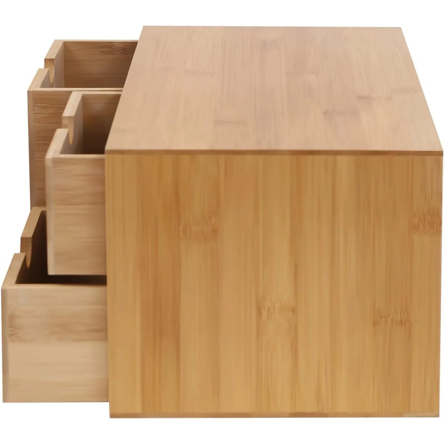 NONECN Bamboo Desk Organizer Drawers With Recess Handles Flat Top