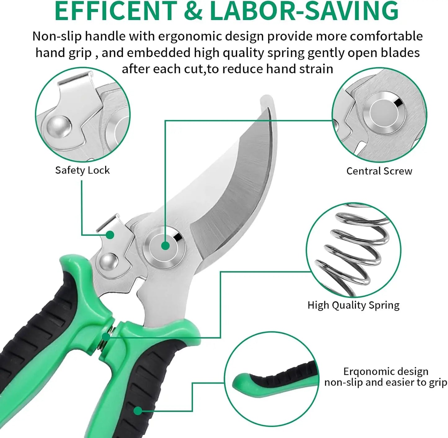 Stainless Steel Garden Pruning Shears And Clippers For Gardening