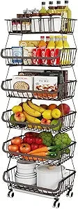 4 Tier Stackable Metal Wire Fruit and Vegetable Storage Basket