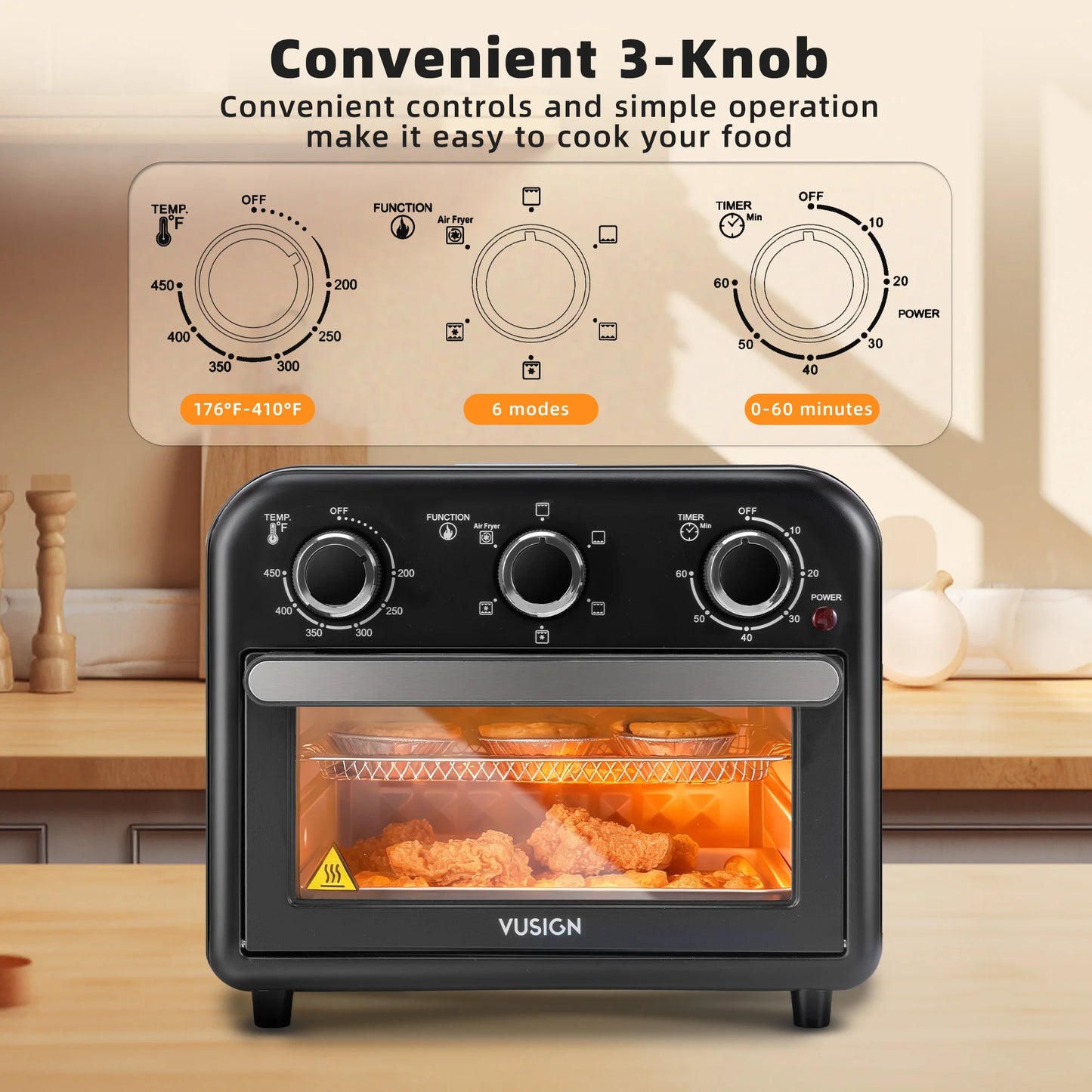 Deli 1300W Six In One Air Fryer Toaster Oven Convection