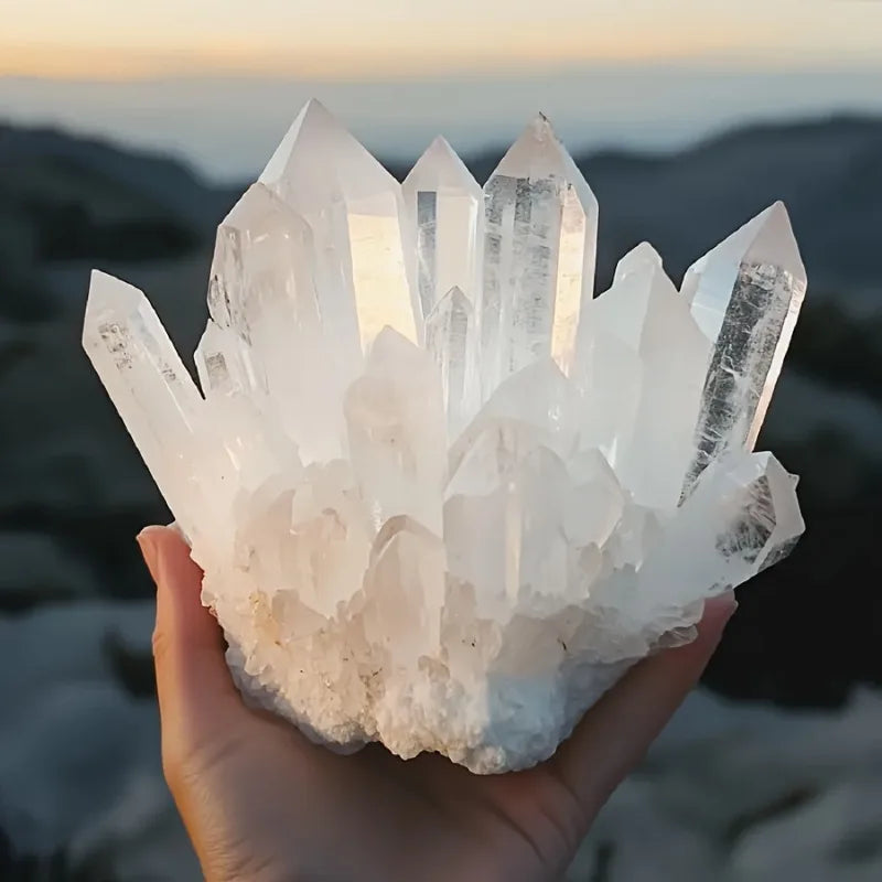 CrystalHola Clear Quartz Crystal Cluster Healing Crystal Ornament