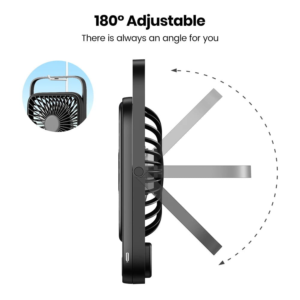 TOPK Rechargeable Portable Fan 2000mAh USB Desk Fan For Camping