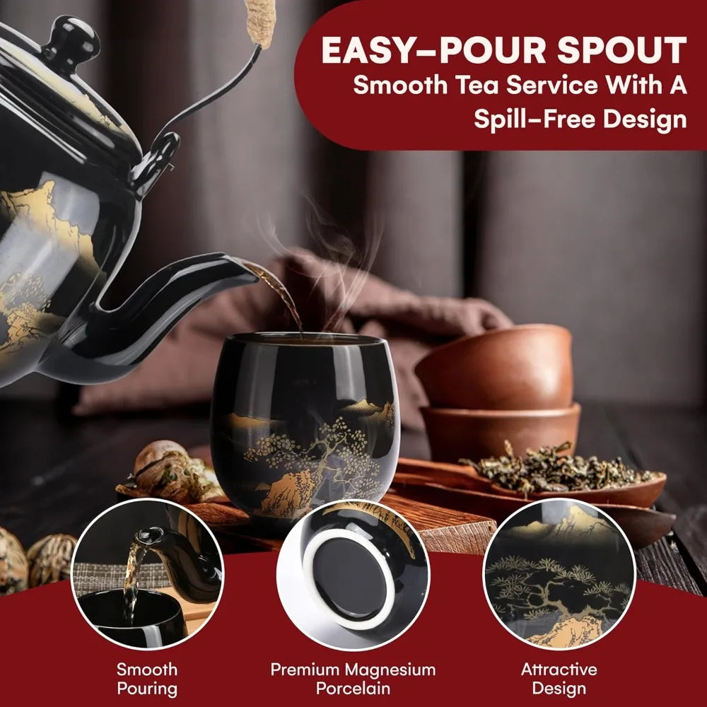 NONECN Kitchen Porcelain Tea Set With Teapots And Cups