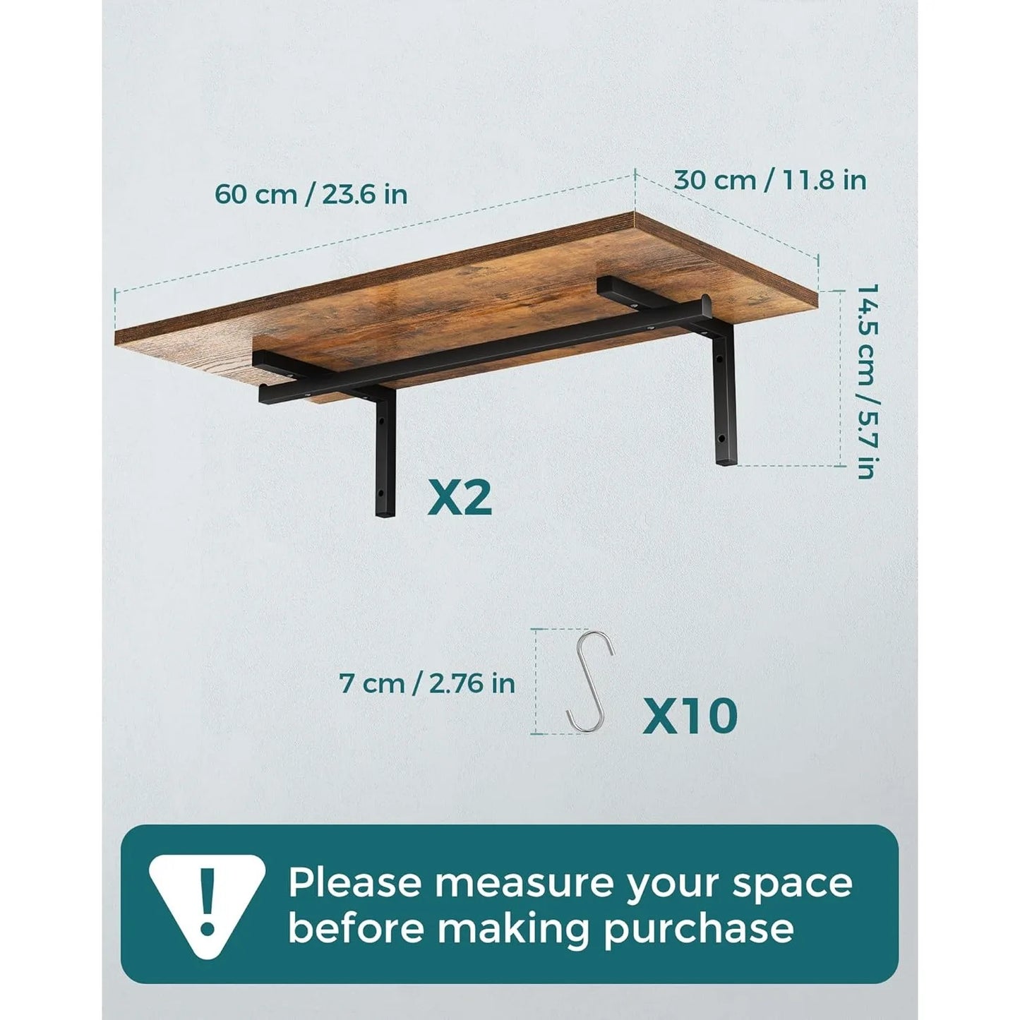 Hign-concerned 2 Pack Wooden Pot Pan Hanging Rack With 10 S Hooks