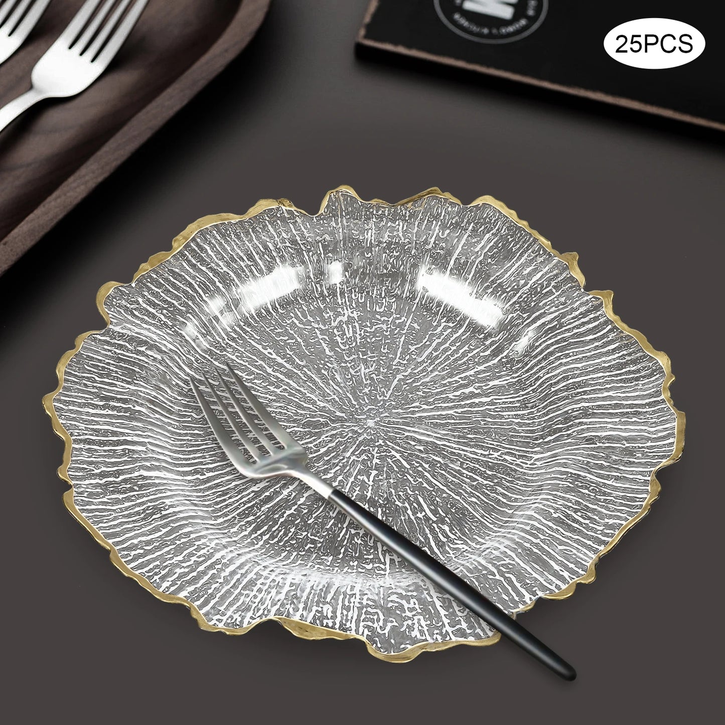 Hign-concerned Flower Charger Plates 25 Pcs Set Hot Stamping