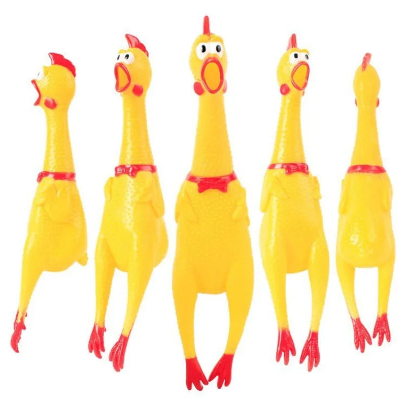DKSTINYE Squeaky Chicken Dog Toy Rubber Squeaker Chew
