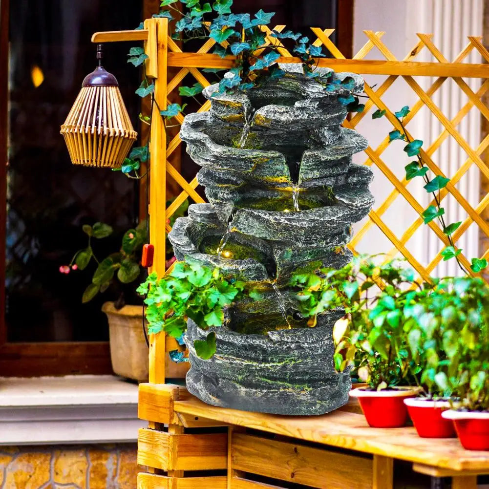 6 Layer Rock Water Fountain Garden Waterfall Decoration