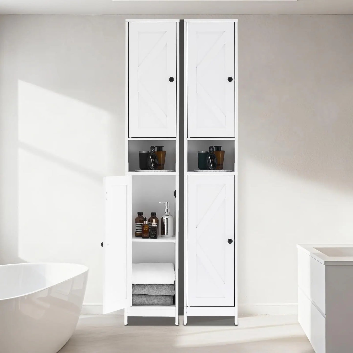 HiMISS Anti-Tip Bathroom Storage Cabinet With Adjustable Shelves