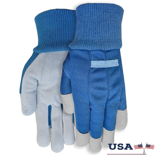 XMSJCN Ladies Durable Cowhide Leather Gloves Canvas Back