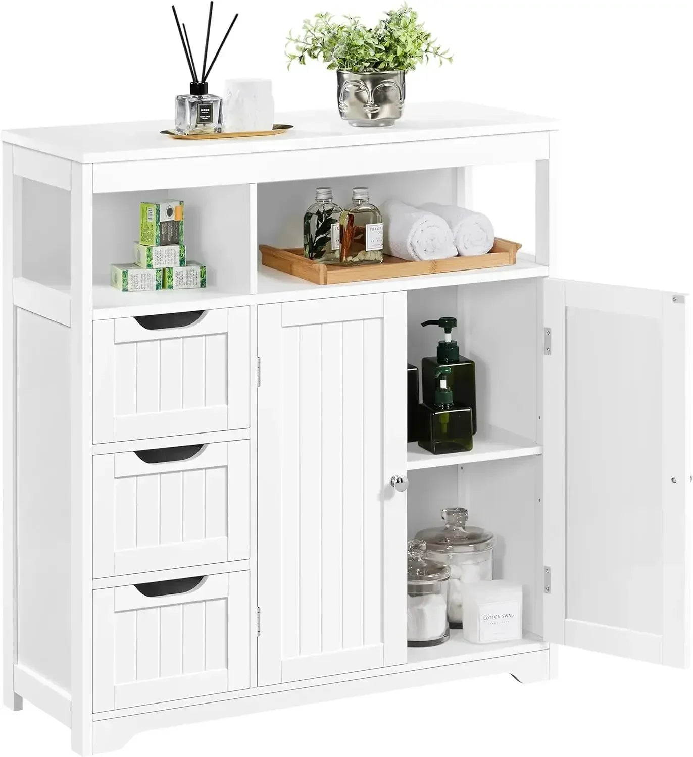 XMSJ Bathroom Floor Cabinet With 3 Drawers And 2 Shelves