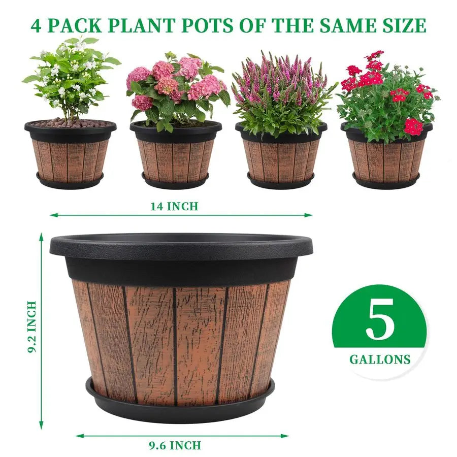 Whiskey Barrel Planter With Drainage Holes And Saucer