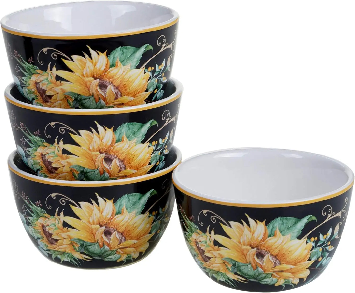 Sunflower Fields Ceramic Dinnerware Set Service For Four