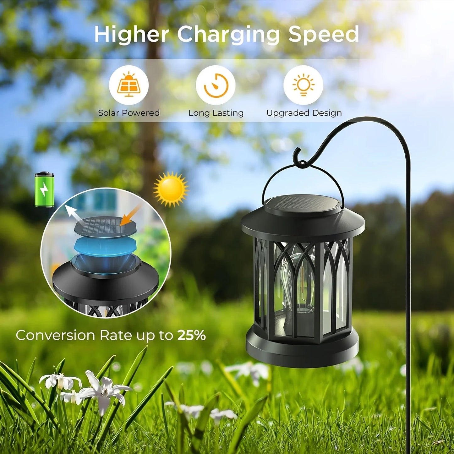 KPSTEK 2 Pack Upgraded Bright Solar Lantern Lights Outdoor Garden