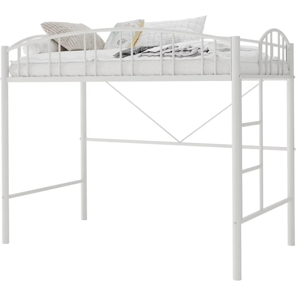 ZHUOTING Heavy Duty Metal Loft Bed Twin With Ladder