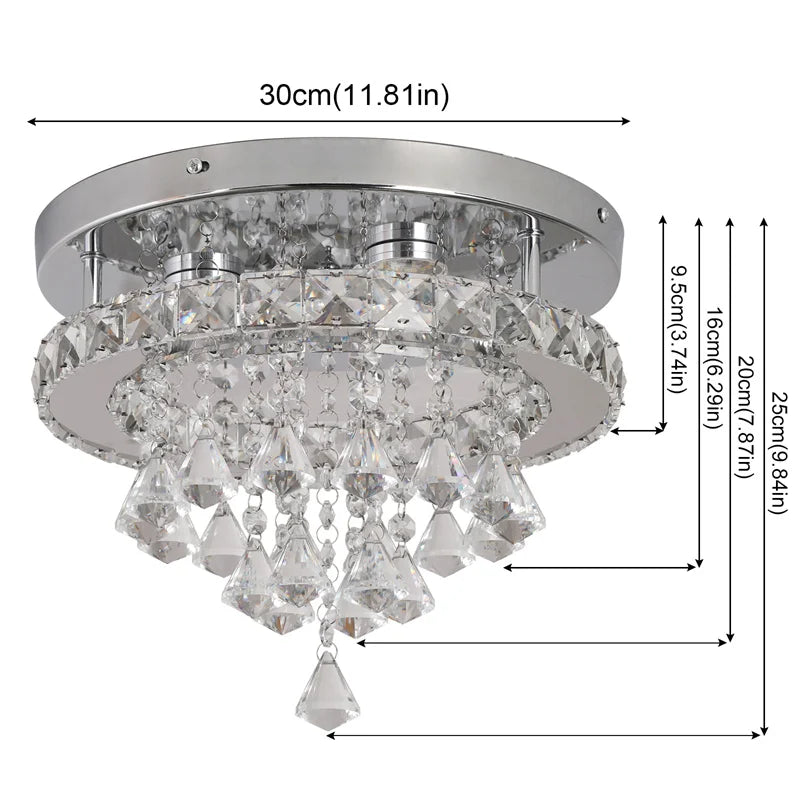 GreeLustr Dimmable Crystal LED Ceiling Pendant Light With Remote