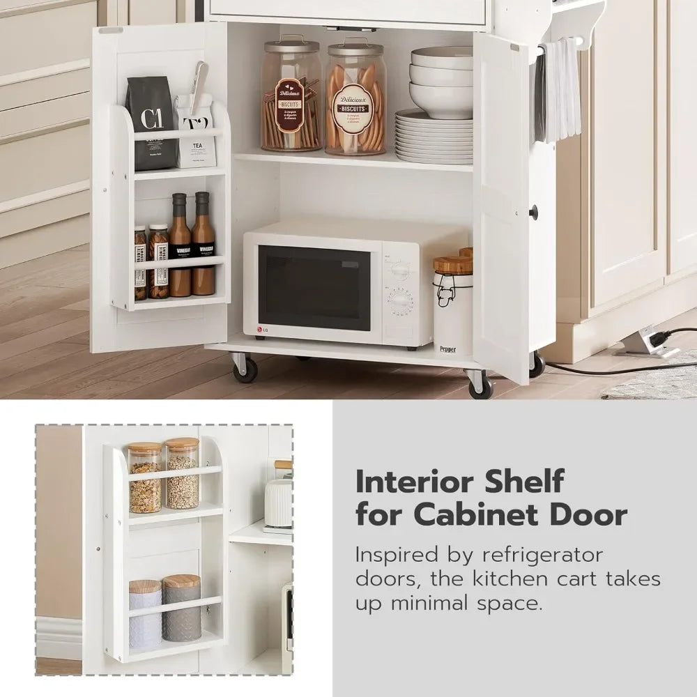 XMSJ Kitchen Island With Power Outlet Spice Rack And Drawer