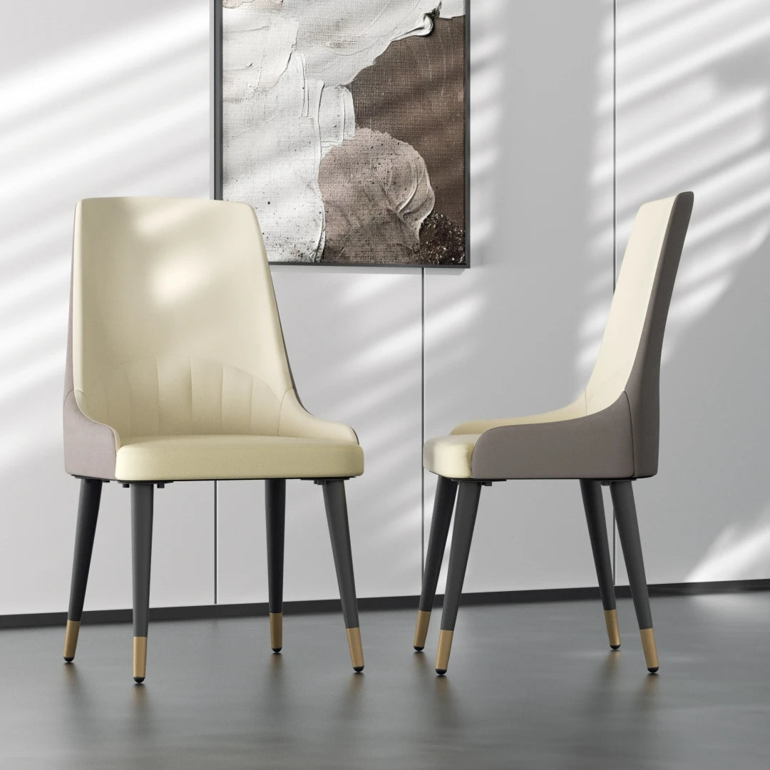 LUVODI PU Leather Dining Chairs With Arms Modern Metal Legs