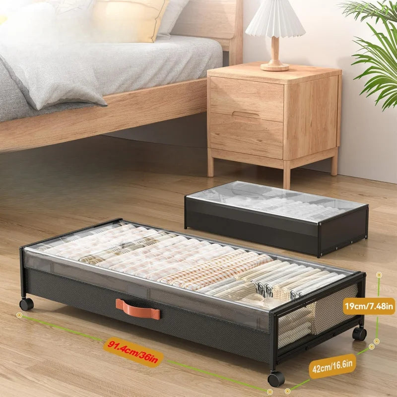 NONECN Under Bed Storage Drawers With Wheels For Dorm Essentials