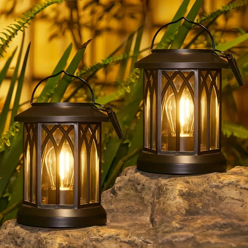 KPSTEK 2 Pack Upgraded Bright Solar Lantern Lights Outdoor Garden