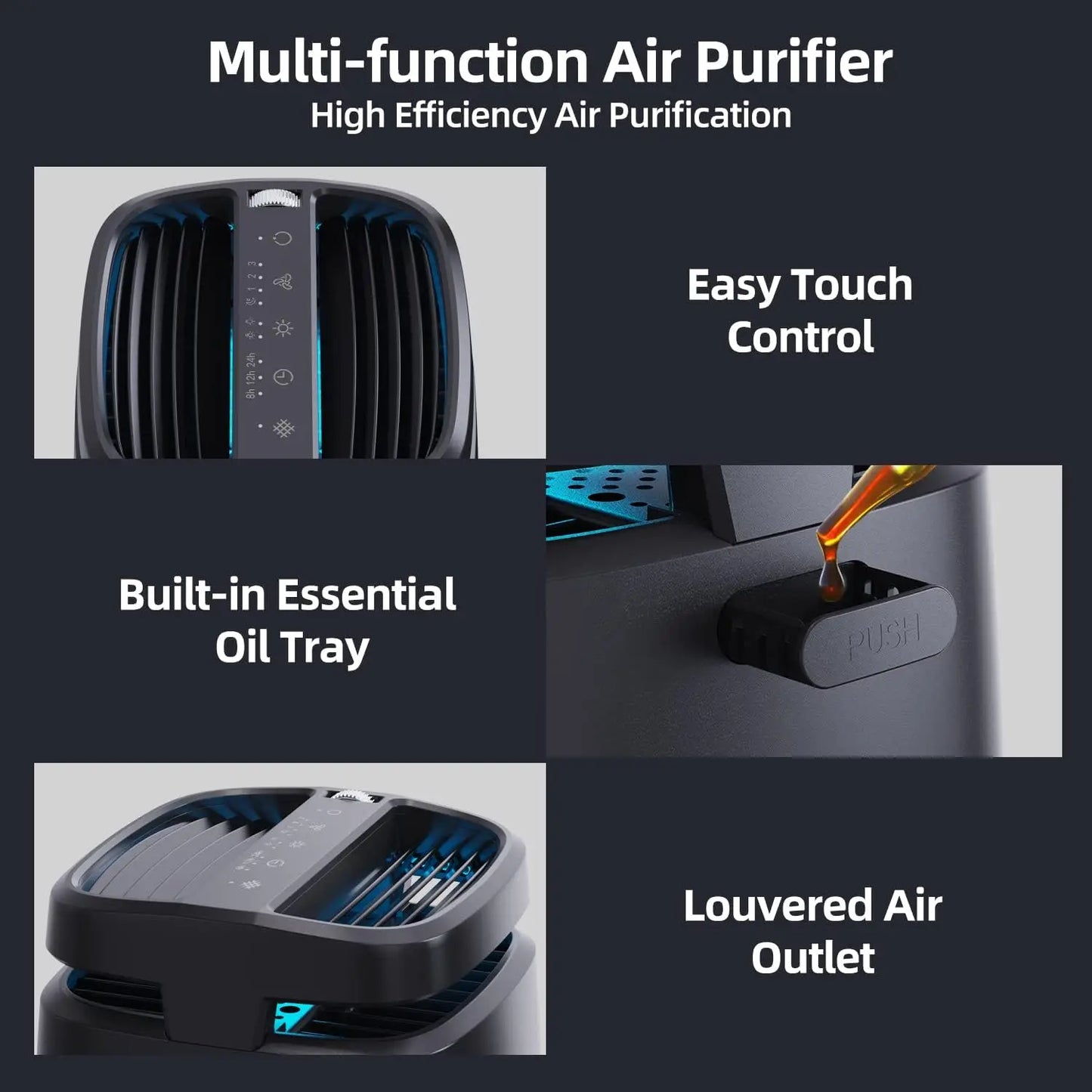 AROEVE Air Purifier with Touch Control and HEPA Filter