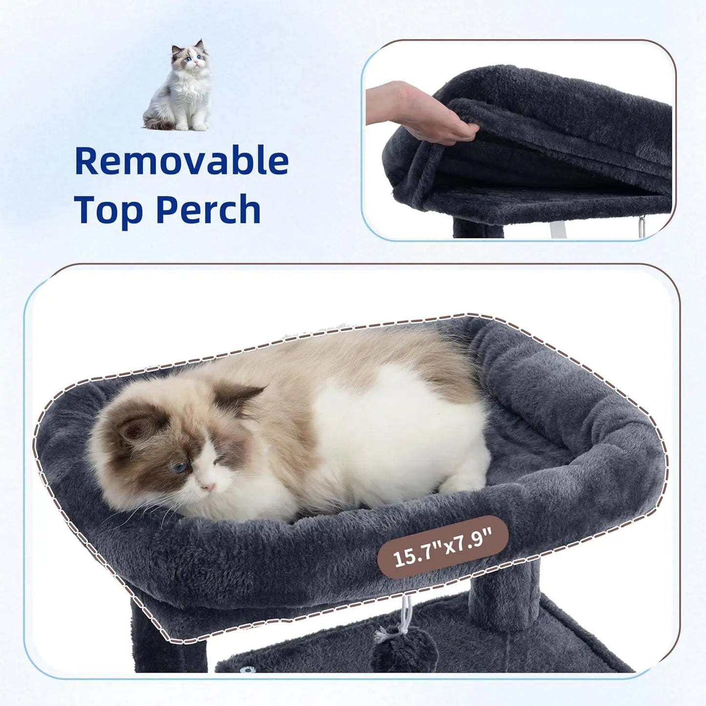 Indoor Cat Tree Tower With Sturdy Steel Tube Hammock Condo