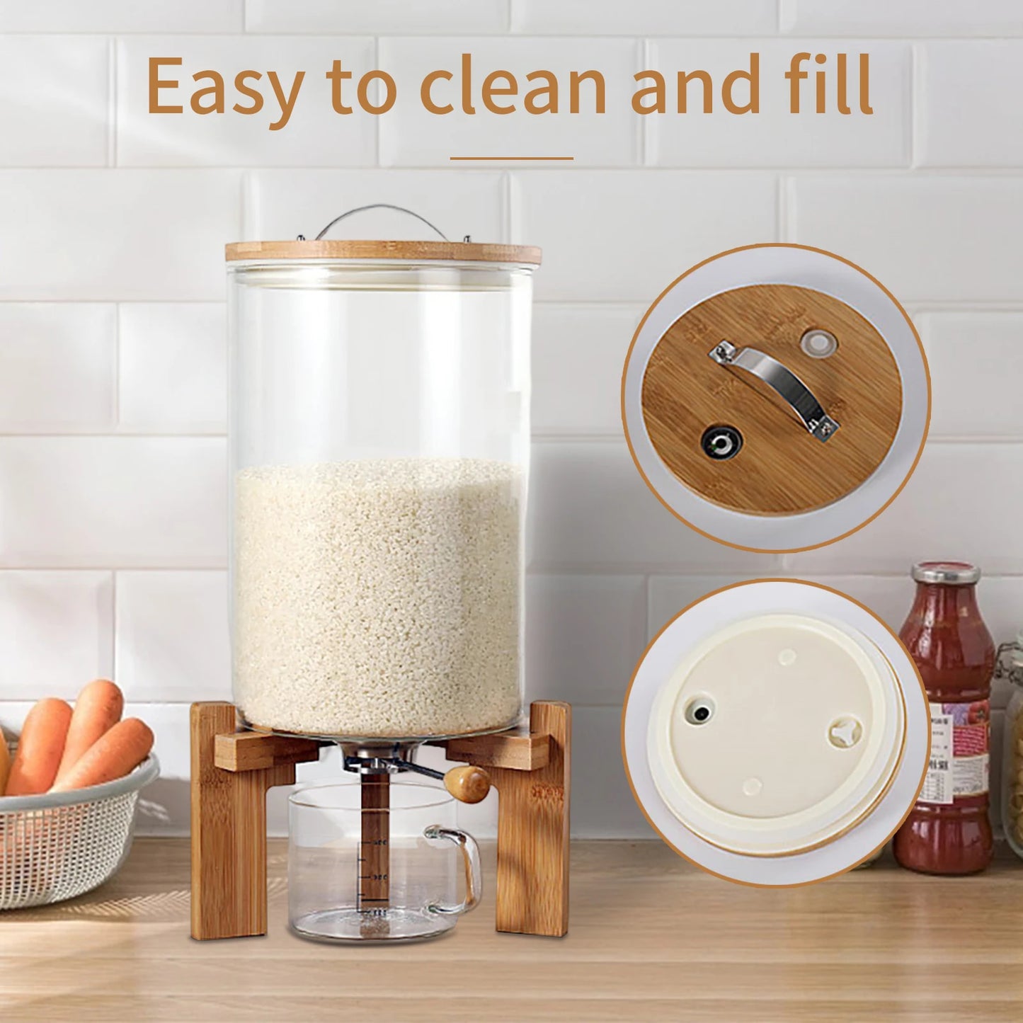 Glass Flour And Cereal Container With Airtight Seal For Kitchen