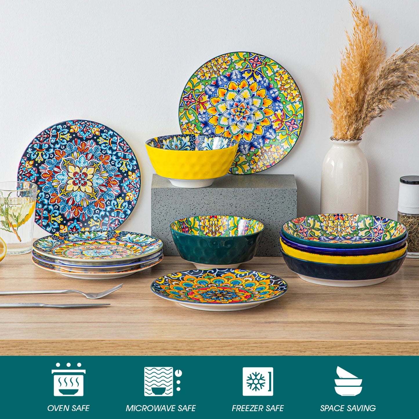 Vancasso Porcelain Dinner Plates Set Scratch Resistant Dinnerware