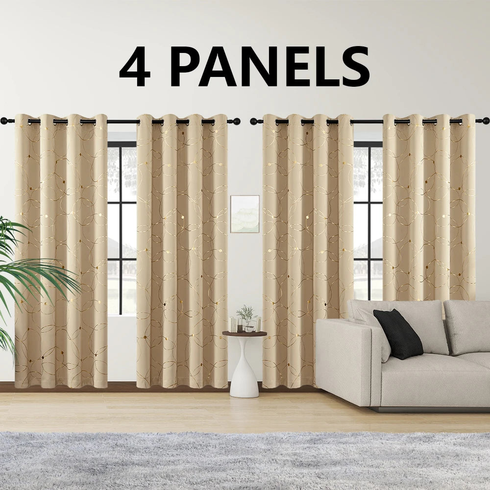 4 Pack Blackout Curtain Panels Grommet Thermal Insulated Room Darkening
