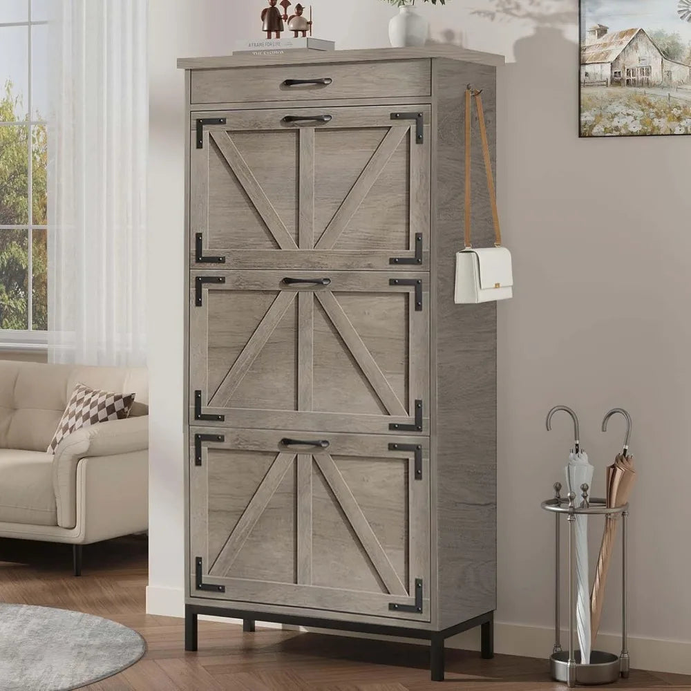 Hign-concerned Freestanding Narrow Shoe Cabinet 3 Drawers
